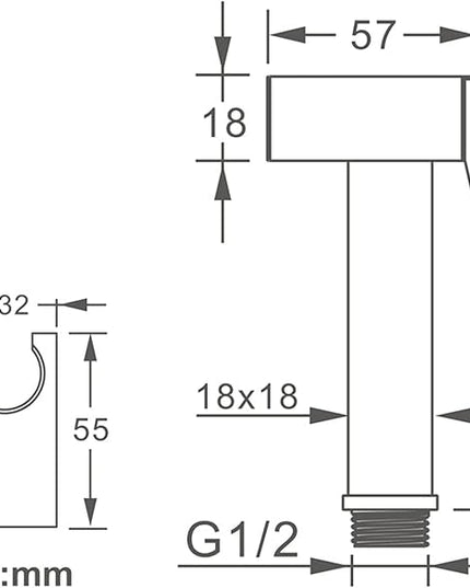 Duș Igienic Manual din Metal – Finisaj Cromat, Design Pătrat Modern, vst106