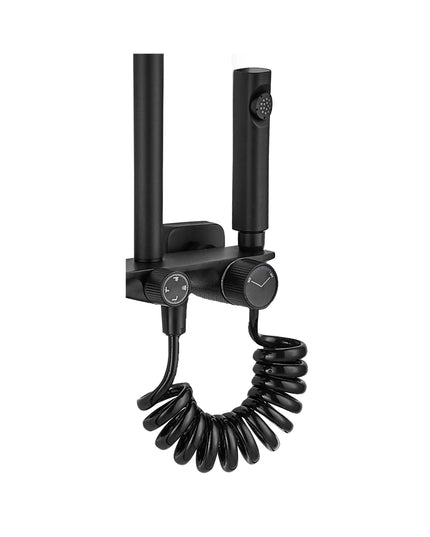 Coloana de duş Mat Black Elegance, Cu 4 functii de spalare, si scurgere tip cascada