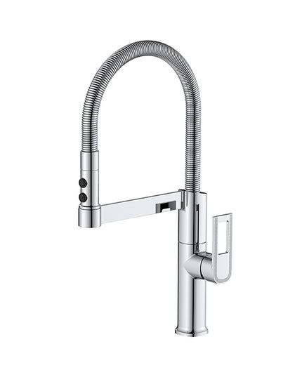 Baterie Bucătărie Argintie, 49 cm, Cu Duș Extractibil și Rotire 360°, VST56