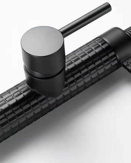 Baterie de bucătărie cu duș extractibil, pipă înaltă 49 cm, Negru, VST137