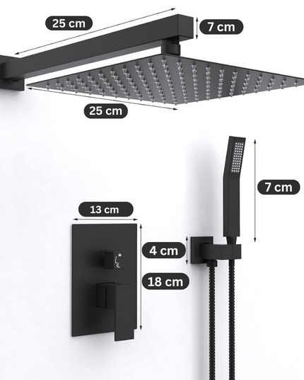 Sistem de Duș Negru Mat, incorporat/incastrat – Model FS-009