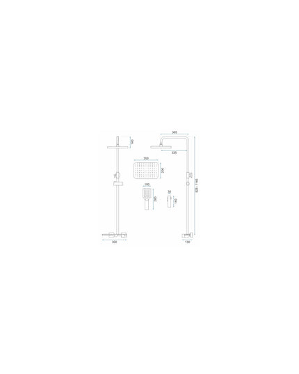 Coloana de duş Mat Black Elegance, Cu 4 functii de spalare, si scurgere tip cascada