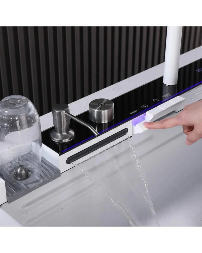 Chiuvetă Bucătărie Premium – Inox Alb mat, 75x45 cm, Accesorii Incluse