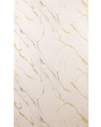 Placă Decorativă PVC – Soft Glow Shine, Marmură Albă cu Accente Galbene