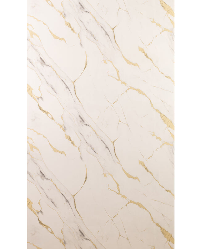 Placă Decorativă PVC – Soft Glow Shine, Marmură Albă cu Accente Galbene
