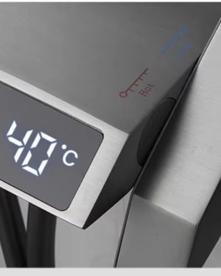 Coloană de Duș cu Baterie, Gri Mat, Display Digital Temperatură, 4 functii