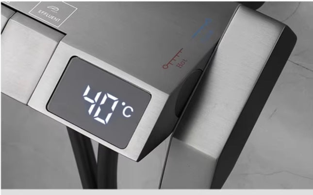 Coloană de Duș cu Baterie, Gri Mat, Display Digital Temperatură, 4 functii