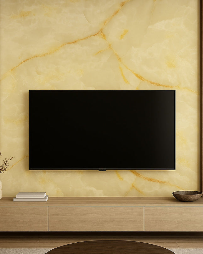 Placă Decorativă PVC – Imperial Honey Shine, Marmură Galbenă