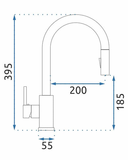 Baterie de Chiuvetă pentru  Bucătărie  – Pipă Retractabilă, Rotativă 360°,  Negru, VST124