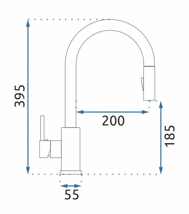 Baterie de Chiuvetă pentru  Bucătărie  – Pipă Retractabilă, Rotativă 360°,  Negru, VST124