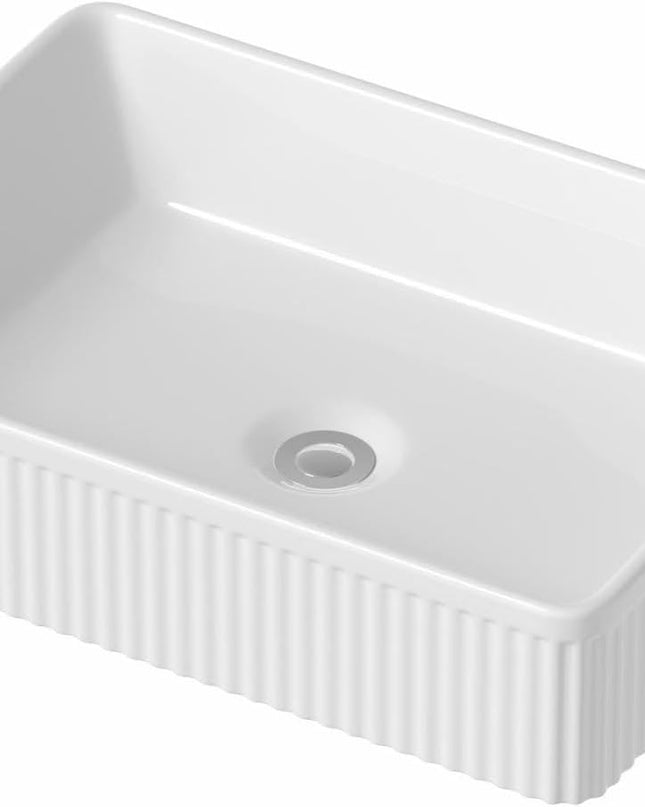 Lavoar Dreptunghiular cu Striații, montaj pe blat, 50 x 34 cm, Alb VST21