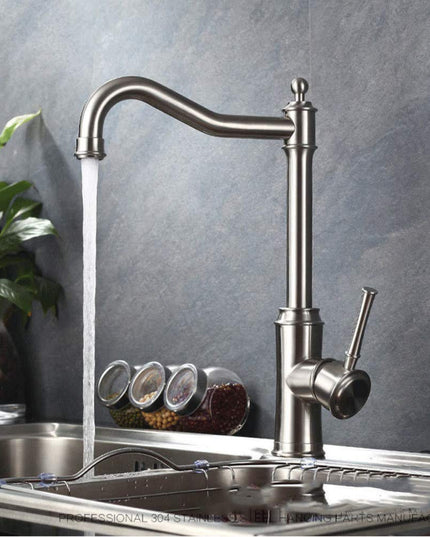 Robinet Bucătărie, Finisaj Periat Argintiu, Rotire 360°, 2 Tipuri de Spout, Design Modern, Material de Înaltă Calitate VST71