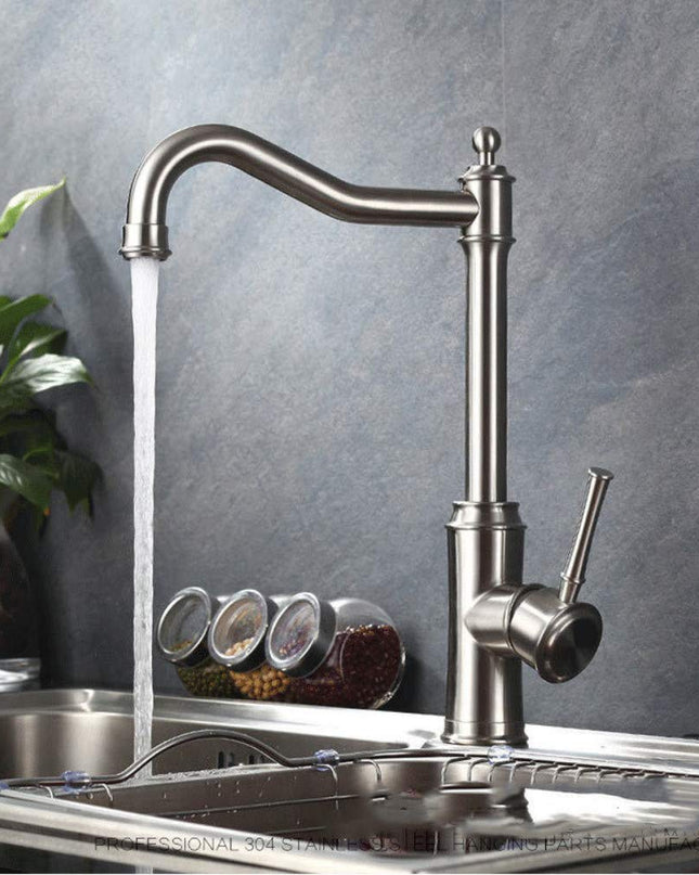 Robinet Bucătărie, Finisaj Periat Argintiu, Rotire 360°, 2 Tipuri de Spout, Design Modern, Material de Înaltă Calitate VST71