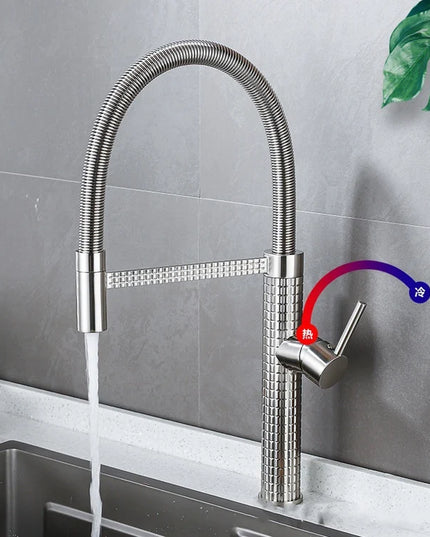 Baterie de bucătărie cu duș extractibil, pipă înaltă 49 cm, Gri Antracit, VST138