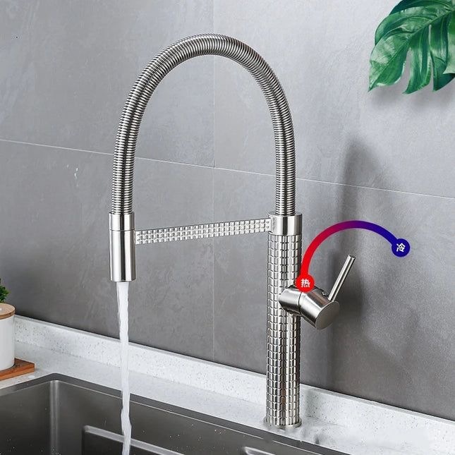 Baterie de bucătărie cu duș extractibil, pipă înaltă 49 cm, Gri Antracit, VST138