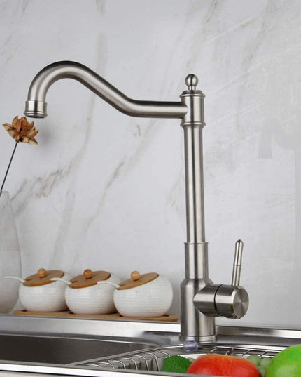 Robinet Bucătărie, Finisaj Periat Argintiu, Rotire 360°, 2 Tipuri de Spout, Design Modern, Material de Înaltă Calitate VST71