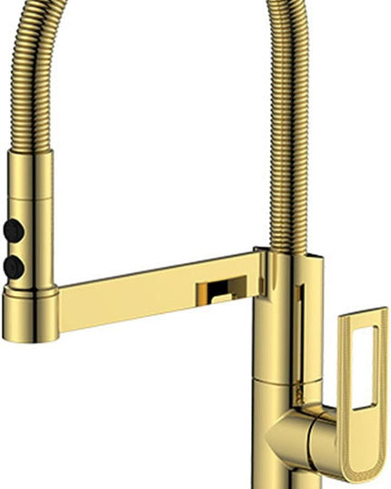 Baterie Bucătărie auriu 49 cm cu Duș Extractibil și Rotire 360° – Design Modern și Funcționalitate Superioară, vst58