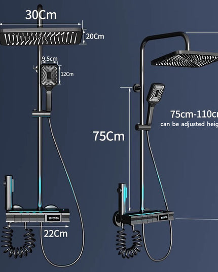 Coloană de Duș RainGlow – Afișaj Digital și LED-uri pentru O Experiență Premium