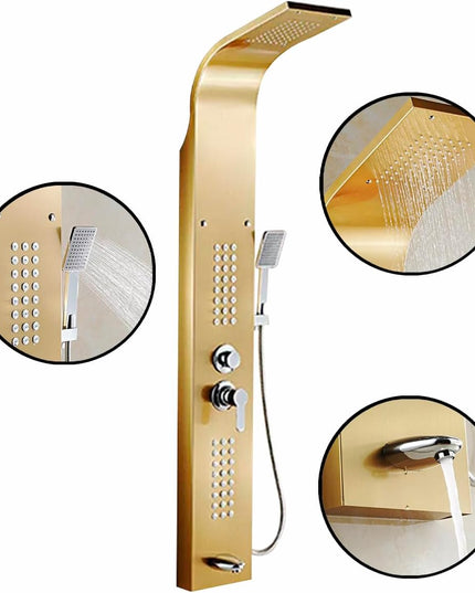 Panou Dus HidroLux Gold – 4 Funcții, Auriu