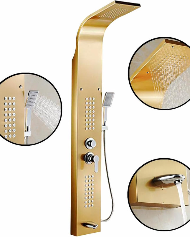 Panou Dus HidroLux Gold – 4 Funcții, Auriu