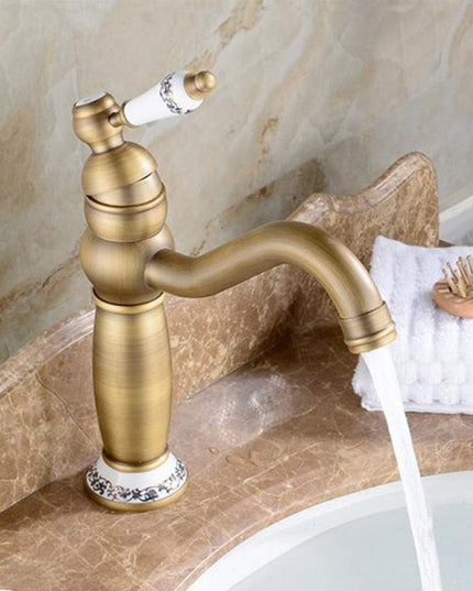 Baterie Lavoar Golden Copper – Bronz Antichizat, 2 Manete de Comandă, Design Clasic, VST32