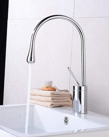 Baterie Lavoar Argintie, Montare pe Blat, Design Modern în Formă de Picătură, VST50