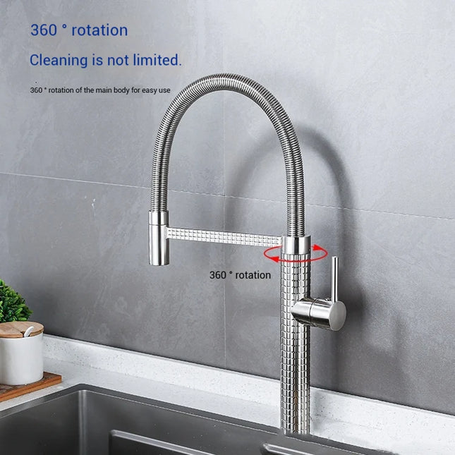 Baterie de bucătărie cu duș extractibil, pipă înaltă 49 cm, Gri Antracit, VST138