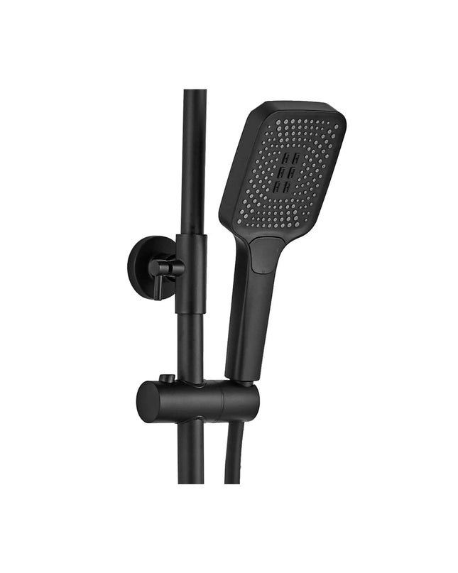 Coloana de duş Mat Black Elegance, Cu 4 functii de spalare, si scurgere tip cascada