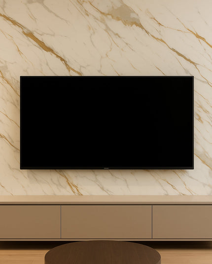 Placă Decorativă PVC – Crama Imperială Shine, Marmură Albă cu Tonuri Gri-Galben