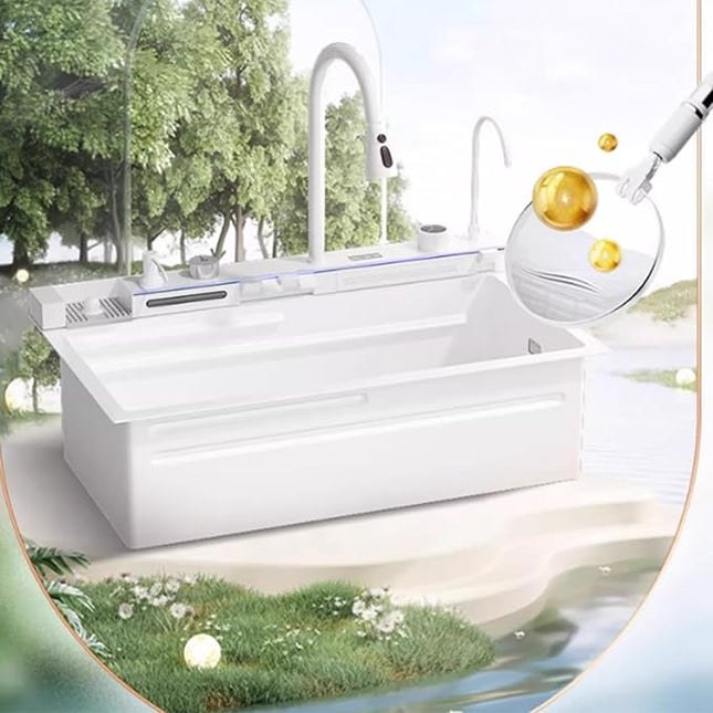 Chiuvetă Bucătărie Premium – Inox Alb mat, 75x45 cm, Accesorii Incluse