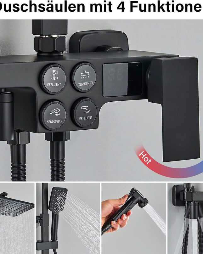 Coloana de duș multifuncțional cu termostat și LED, Nrgru Mat, BSL2-2