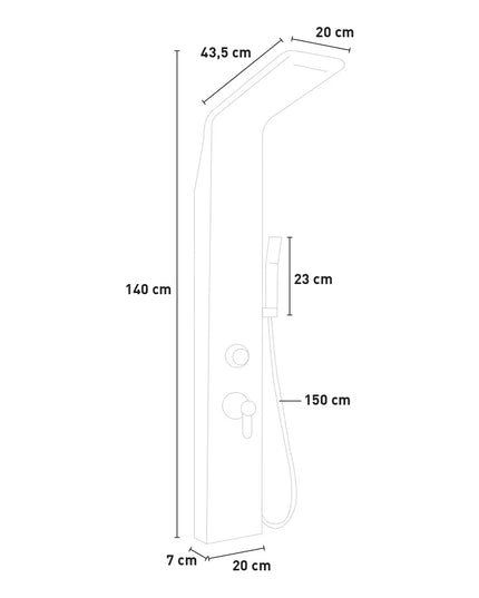Panou de dus Monticelli cu Hidromasaj și Cascadă, Negru, VST9