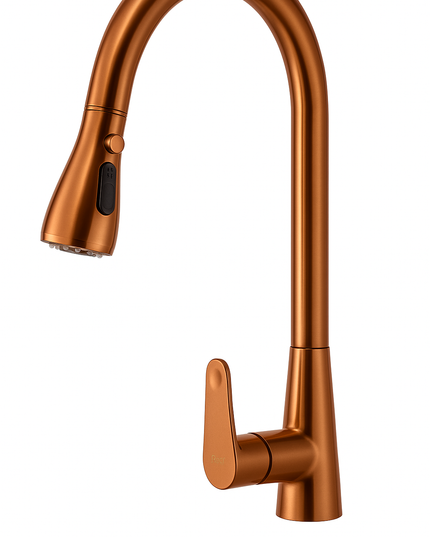 Robinet Bucătărie Rose Gold Retractabil – Design Modern cu Duș Extractibil, VST47