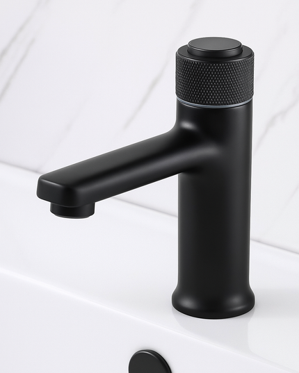 Baterie Baie Neagră Mată cu Buton Tip Apăsare – Design Modern, Finisaj Premium, VST38