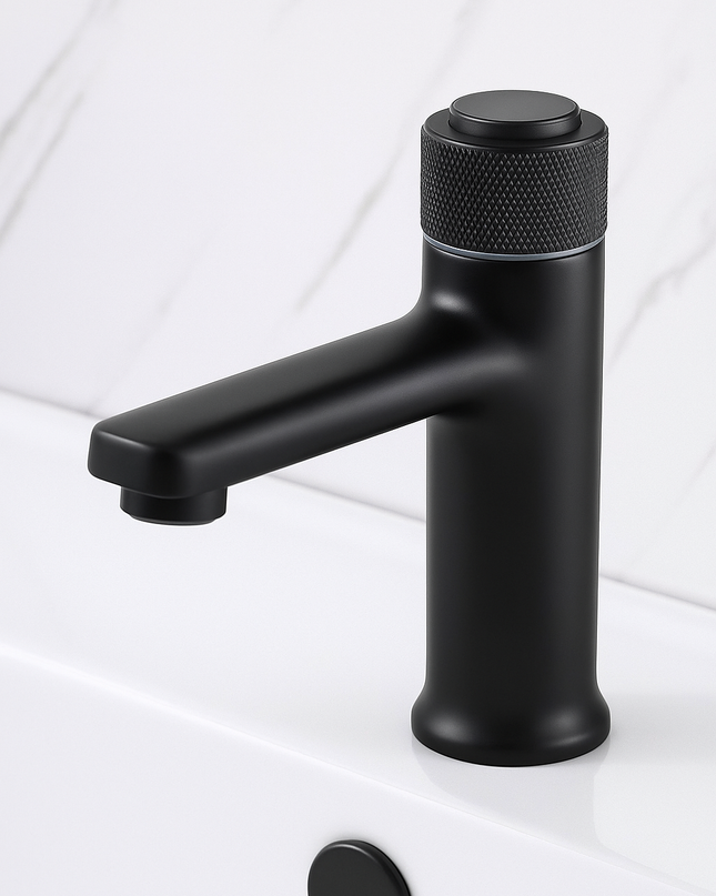 Baterie Baie Neagră Mată cu Buton Tip Apăsare – Design Modern, Finisaj Premium, VST38