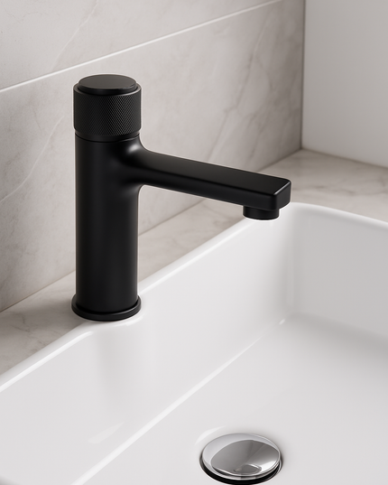 Baterie Baie Neagră Mată cu Buton Tip Apăsare – Design Modern, Finisaj Premium, VST38