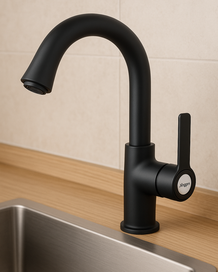 Baterie Chiuvetă Bucătărie Neagră Mată – Design Modern, Robinet Rotativ 360°, vst76
