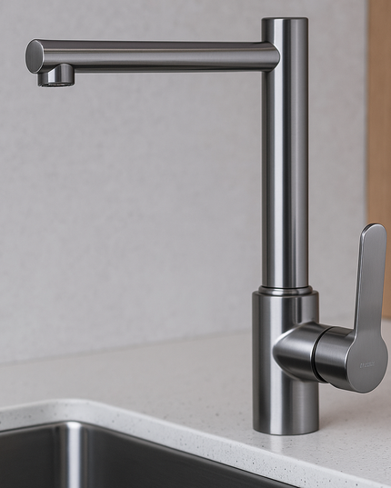 Baterie Chiuvetă Bucătărie Inox , Cromat – Design Modern, Rotativă 360°, Finisaj Periat, VST126