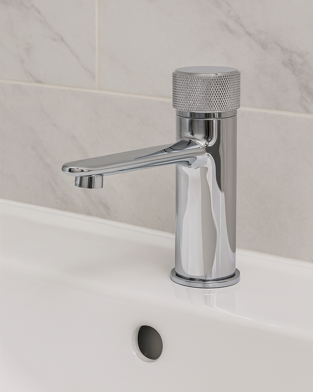 Baterie Baie Cromată cu Buton Tip Apăsare – Design Modern, Finisaj Lucios, VST37