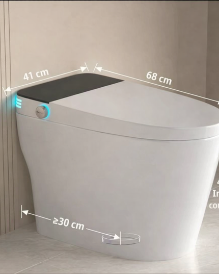 Vas Toaletă Inteligent scurgere vertical cu Spălare Automată, Scaun Încălzit și Uscare cu Aer Cald, inchidere/deschidere automata, scurgere laterala