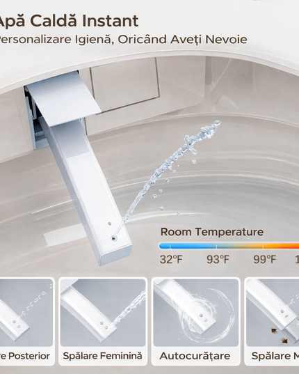 Vas Toaletă Inteligent scurgere vertical cu Spălare Automată, Scaun Încălzit și Uscare cu Aer Cald, inchidere/deschidere automata, scurgere laterala