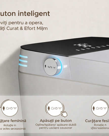 Vas Toaletă Inteligent scurgere vertical cu Spălare Automată, Scaun Încălzit și Uscare cu Aer Cald, inchidere/deschidere automata, scurgere laterala