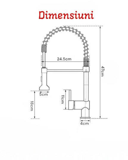 Baterie Bucătărie Profesională cu Duș Flexibil, 2 Funcții de Curgere, Finisaj Auriu Lucios, VST67