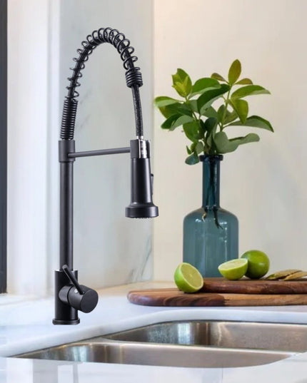 Baterie Chiuvetă Bucătărie cu Rotire 360° și 2 Moduri de Jet Ajustabile, Negru, VST65