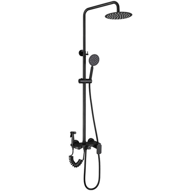 Set Baterie Perete pentru Baie și Duș Negru Mat, Design Modern cu Duș Rainfall, VST96