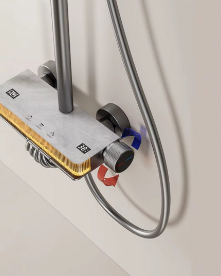 Set de dus cu emitatie marmura, banda LED si display de temperatura, MTZ5
