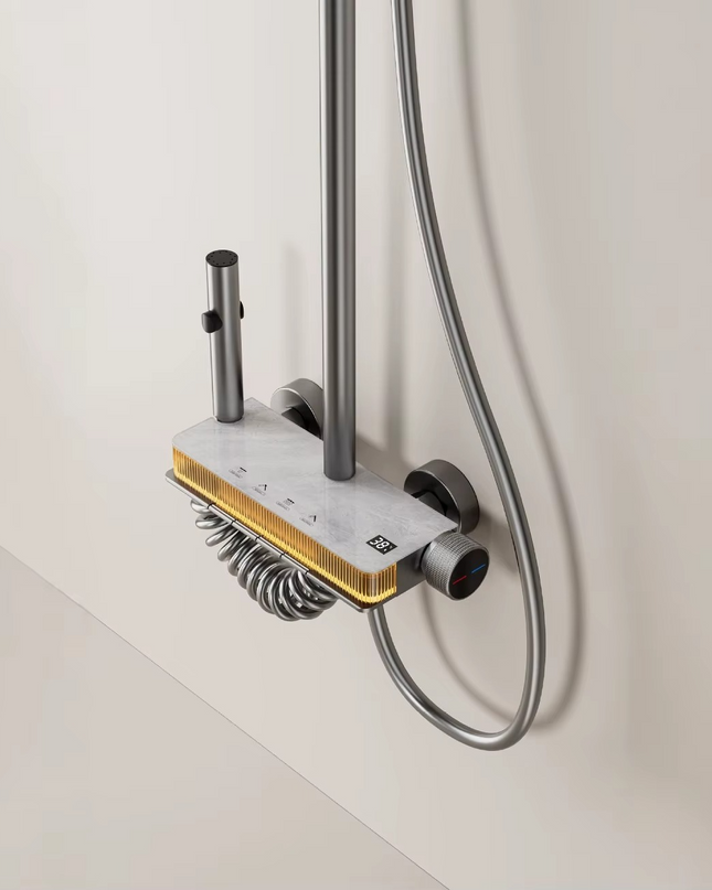 Set de dus cu emitatie marmura, banda LED si display de temperatura, MTZ5