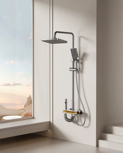 Set de dus cu emitatie marmura, banda LED si display de temperatura, MTZ5