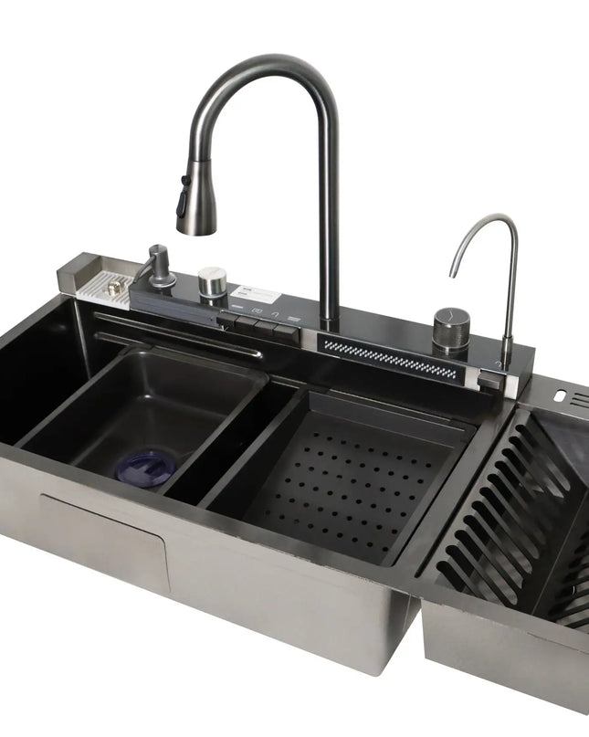 Chiuvetă Multifuncțională cu Uscător Integrat, 100x45 cm, Oțel Inoxidabil Gri Antracit