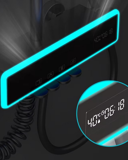 Set de dus Full Light, 4 functii de spalare, Negru mat, Banda LED, displey LED